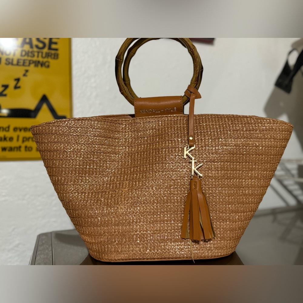 Kendall & Kylie Straw Tote Purse Hand Bag